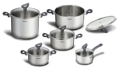 TEFAL Rozsdamentes acél edénykészlet Daily Cook 10 darab G712SA55 + ajándék serpenyőkészlet