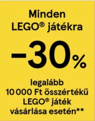 30% kedvezmény minden LEGO játékra 10 ezer Ft felett