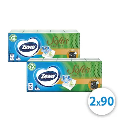 Zewa Softis 4 rétegű papír zsebkendő 90 db, 2x csomag