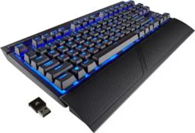 CORSAIR K63 vezeték nélküli játékra alkalmas mechanikus billentyűzet, kék világítás, MX piros kapcsoló, amerikai elrendezés, fekete (CH-9145030-NA)