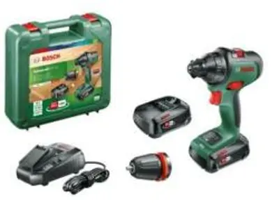 BOSCH Advanced Drill 18 akkus fúró- és csavarozógép, V, 2, 5 Ah, teljesítményfokozat, 1350 rpm, akku, akkutöltő, csavarhúzó fej, professzionális bőrön