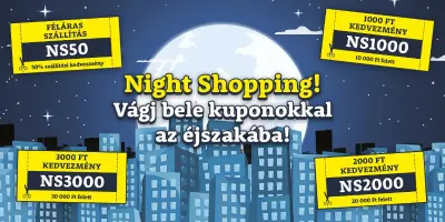 Night shopping (féláras szállítás, vagy összefüggő kedvezmények)