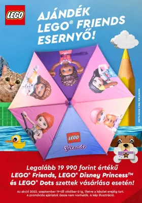 20 ezer Ft feletti LEGO Friends/Disney Princess/DOTS szettek mellé ajándék esernyő