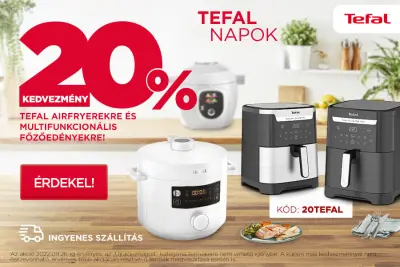 Tefal airfryerek és multifunkcionális kukták 20% kedvezménnyel