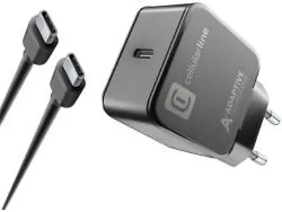 Cellularline Hálózati töltő USB-C kábellel, 1xUSB, 15 W, feketeACHSMKITC2C15WK