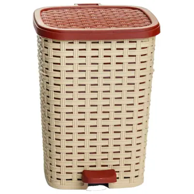 Mabadi 10958 Pedálos szemetes rattan hatású 12L, Bézs