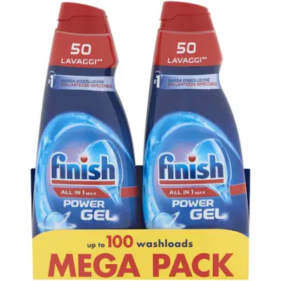 Finish All in 1 Max Shine & Protect gépi mosogatógél, 2 x 1000 ml