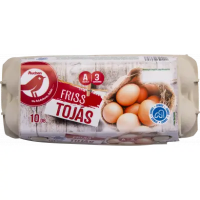 Auchan Nívó 10 db Friss tojás Jumbo L- XL méret 630 g