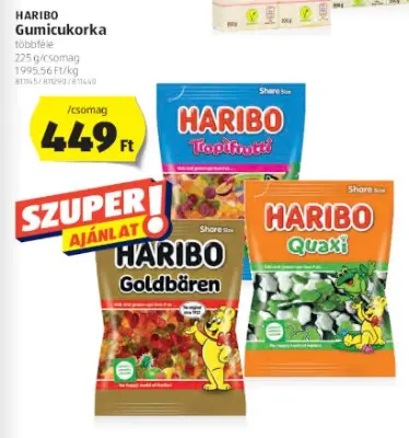 Haribo gumicukorka, többféle (225g)