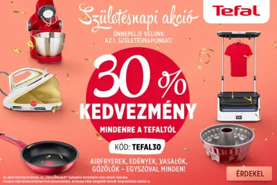 30% kedvezmény minden Tefal termékre