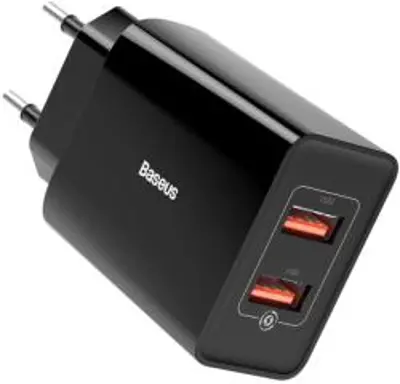 Baseus gyorstöltő 2x USB 18 W 3 A , fekete (CCFS-V01)