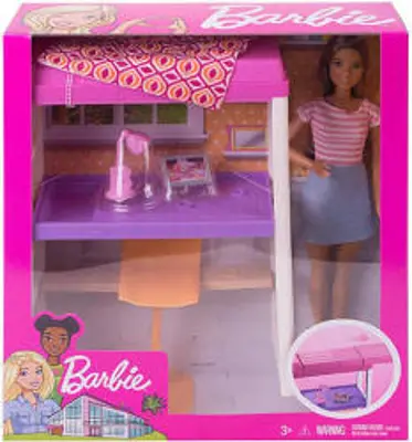 Mattel Barbie Deluxe Emeletes ágy/iroda szett babával (FXG52)