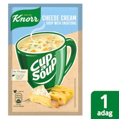 Knorr Cup a Soup sajtkrémleves/csirkekrémleves zsemlekockával, 10x22 g