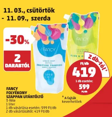 Fancy folyékony szappan utántöltő, 1 liter (min 2 darab)