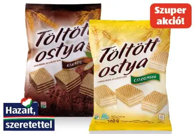 Citromízű vagy kakaós krémmel töltött ostya, 200 g/csomag