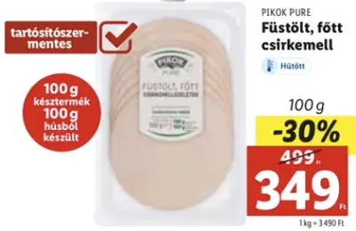 Pikok Pure füstölt, főtt csirkemell 100g