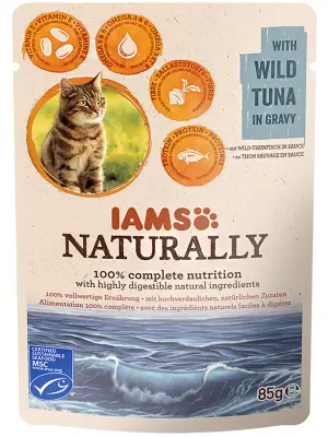 IAMS Naturally alutasak macskáknak, tonhallal - 85 g