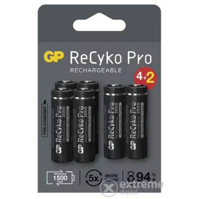 GP ReCyko Pro NiMH tölthető akkumulátor, HR6 (AA) 2000mAh, 6db (B2220V)