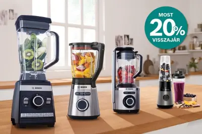 Bosch turmixgépek, gyümölcsprések és kontaktgrillek most 20% pénzvisszatérítéssel