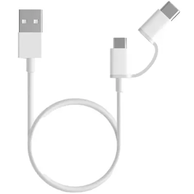 Xiaomi Mi 2 in 1 Adatkábel, MicroUSB - Type C, 1m, Fehér