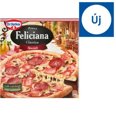 Dr. Oetker Feliciana gyorsfagyasztott pizza sonkával, gombával és szalámival 335 g