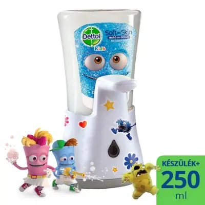 Dettol Kids Érintés nélküli kézmosó készülék, Aloe verás utántöltővel, 250ml