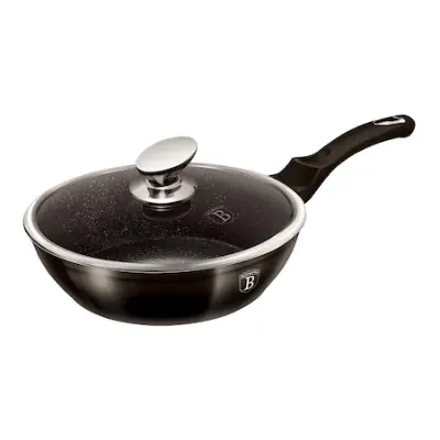 BerlingerHaus BH/6607T Mély serpenyő fedővel, 24 cm, Metallic Line Shiny Black Edition