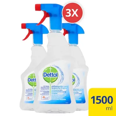 Dettol Original és Power & Fresh antibakteriális felülettisztító spray, 3 x 500 ml