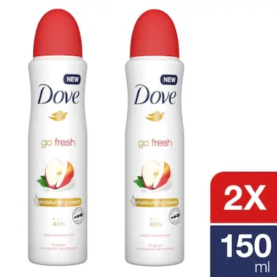 Dove Go Fresh Apple & White Tea női izzadásgátló dezodor, 2x150 ml