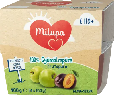 Frutapura 100% gyümölcspüré 6 hónapos kortól, kétféle (400 g)