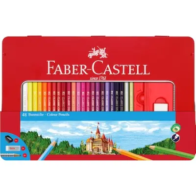 Faber-Castell színes ceruzák, 48 szín + 4 fém doboz kiegészítő