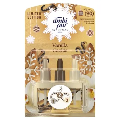 3 x Ambi Pur 3Volution Elektromos Légfrissítő-utántöltő, 20 ml, Vanilla Cookie/Gold Orchid