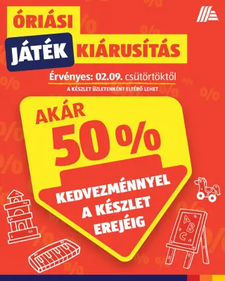 Játék kiárusítás (akár 50% kedvezmény)