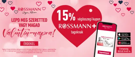 Rossmann+ tagoknak egy 15%-os végösszegi kupon