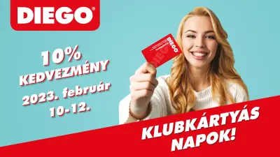 Klubkártyás napok a DIEGO-ban (10% kedvezmény)