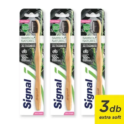 Signal Bamboo Natural Charcoal extra soft fogkefe, 3 db