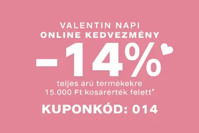 14% kedvezmény teljes árú termékek árából 15 ezer Ft felett