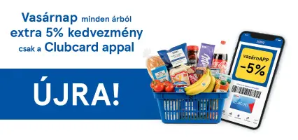 5% kedvezmény vasárnaponként Clubcard appal