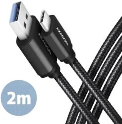 AXAGON BUCM3-AM20AB USB-C 3.2 Gen 1 - USB-A 2 m fekete kábel