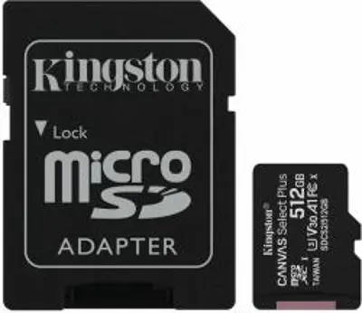 Kingston Canvas Select Plus micro SDXC 512GB Class 10 UHS-I + SD adapter memóriakártya