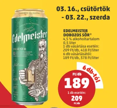 Edelmeister dobozos sör, 0,5 l (6 db-tól)