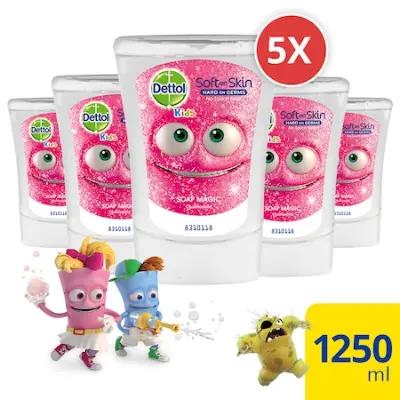 Dettol Kids Érintés nélküli kézmosó utántöltő, Kamilla kivonattal, 5x250 ml