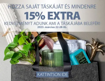 Extra 15% kedvezmény mindenre ami a táskádba belefér