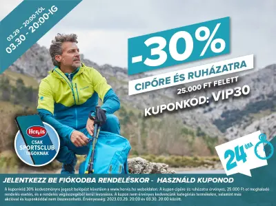 -30% cipőre és ruházatra 25 ezer Ft felett sportsclub tagoknak