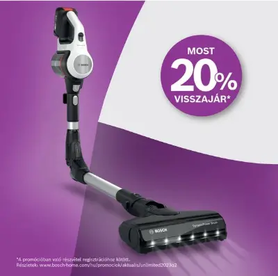 Unlimited vezeték nélküli porszívók 20% pénzvisszatérítéssel