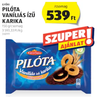 Győri Pilóta Vaníliás ízű karika, 150 g