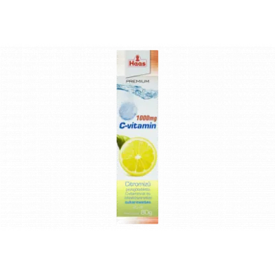 Haas 1000 mg C-vitamin citromízű cukormentes pezsgőtabletta 20 db 80 g