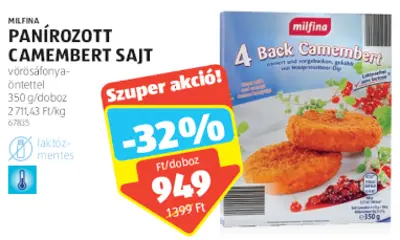 Milfina Panírozott Camembert sajt, 350 g