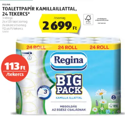 Regina toalettpapír kamillaillattal 24 tekercs