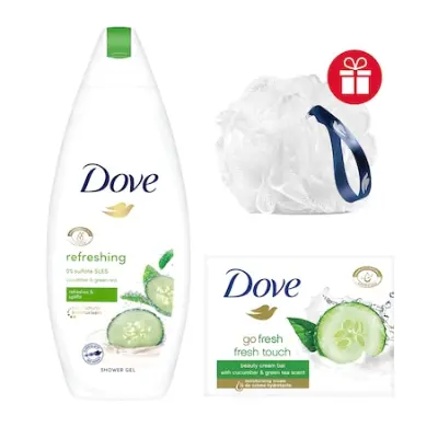 Dove Refreshing csomag ajándék fürdőpamaccsal